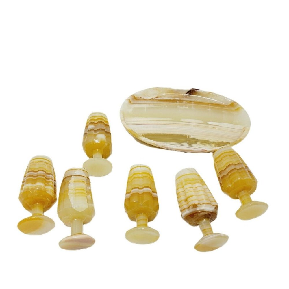Set Mini Barware Stone Marble Ribbed Stripe Decor - Picture 11 of 11